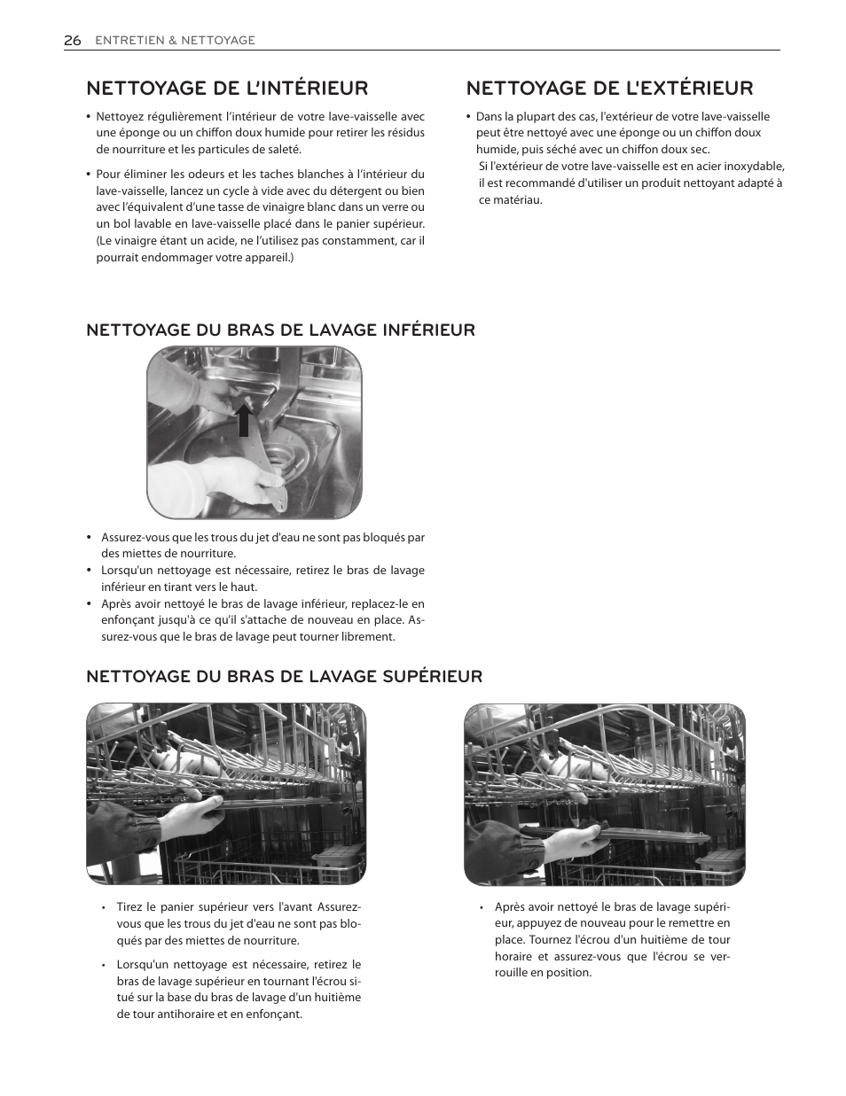 Nettoyage de l’intérieur, Nettoyage de l'extérieur | LG LDS5774ST User Manual | Page 94 / 104