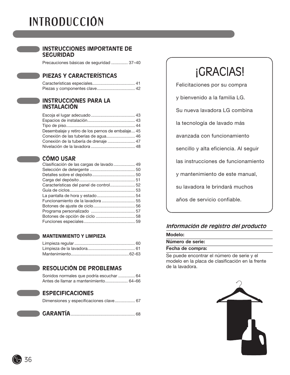 Gracias | LG wm0642hw User Manual | Page 36 / 72