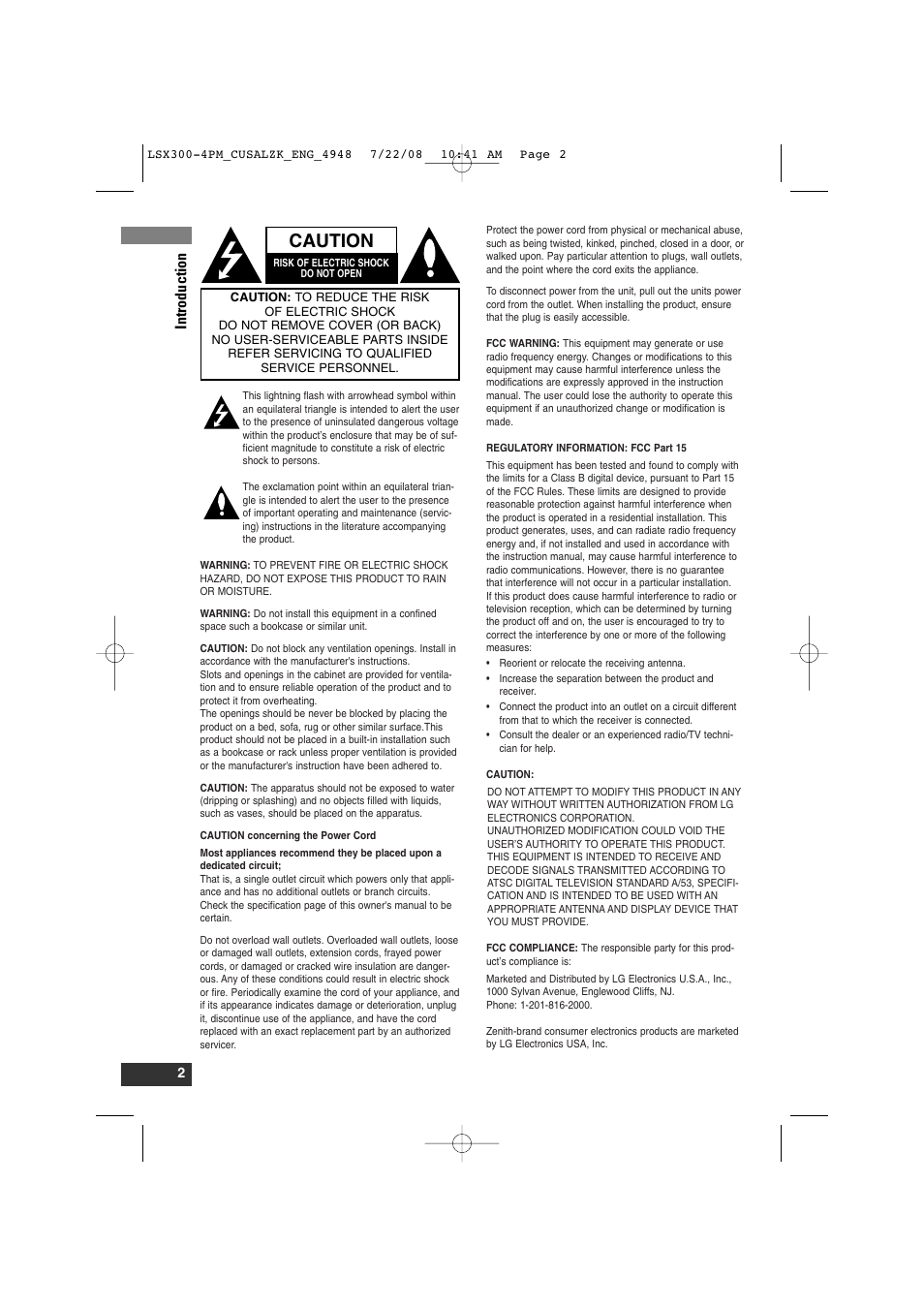 Caution, Introduction | LG DTT901 User Manual | Page 2 / 36