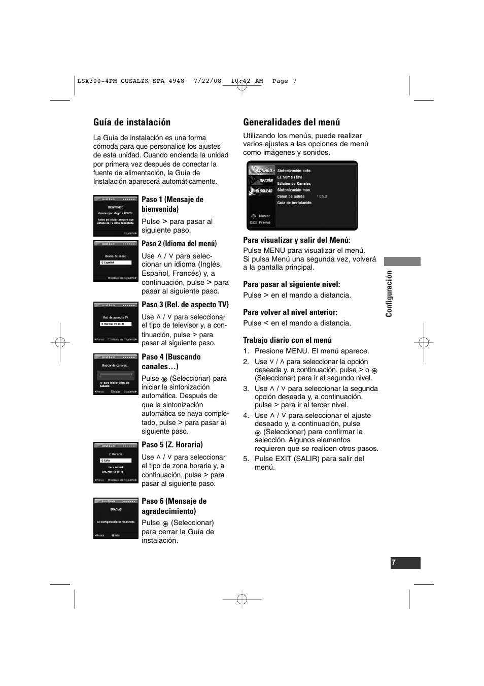 Guía de instalación, Generalidades del menú | LG DTT901 User Manual | Page 25 / 36