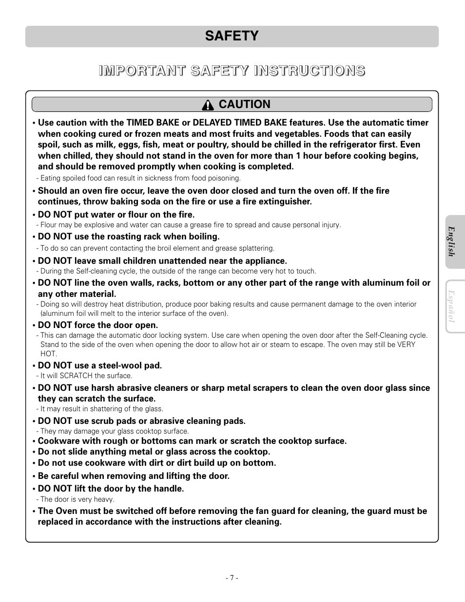 LG LRE30955ST User Manual | Page 7 / 44