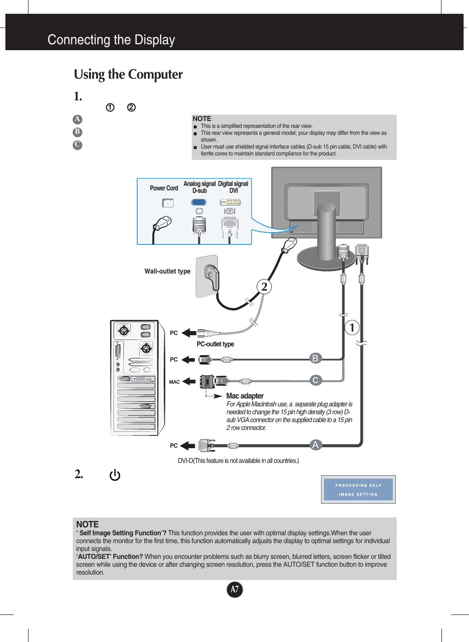 Using the computer, Connecting the display | LG W2242P-BS User Manual | Page 8 / 26