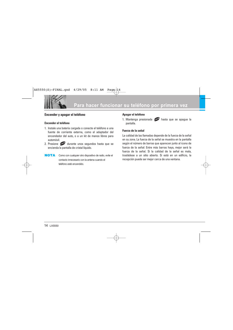 Para hacer funcionar su teléfono por primera vez | LG LGAX5550 User Manual | Page 101 / 174