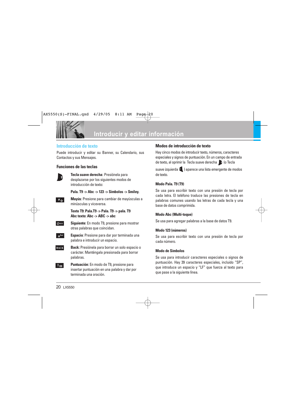 Introducir y editar información | LG LGAX5550 User Manual | Page 107 / 174