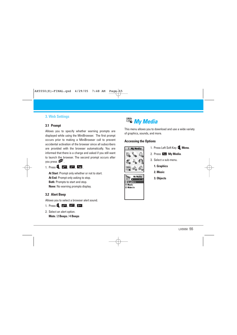 My media | LG LGAX5550 User Manual | Page 55 / 174