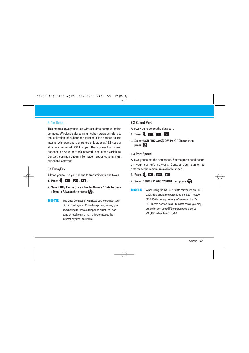 1x data | LG LGAX5550 User Manual | Page 67 / 174