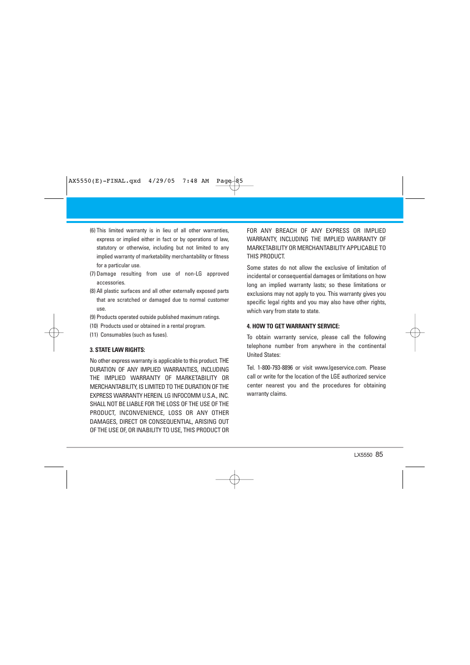 LG LGAX5550 User Manual | Page 85 / 174