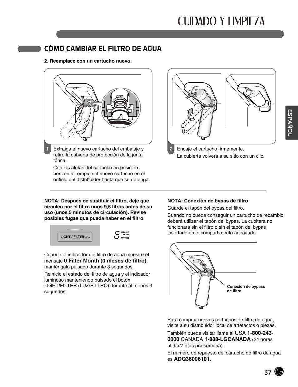 37 cómo cambiar el filtro de agua | LG LFX28991ST User Manual | Page 141 / 156