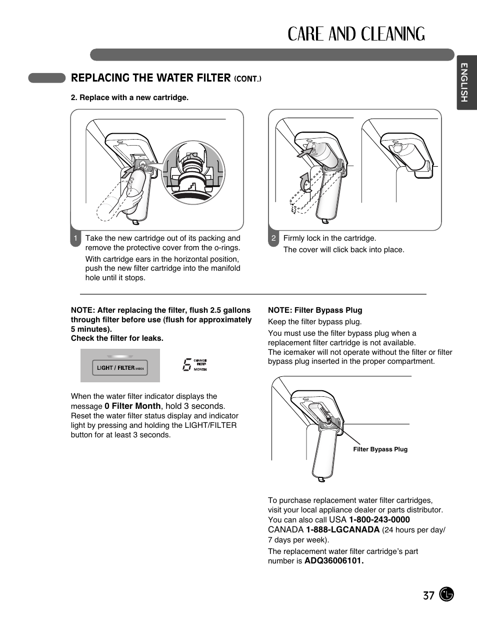 37 replacing the water filter | LG LFX28991ST User Manual | Page 37 / 156