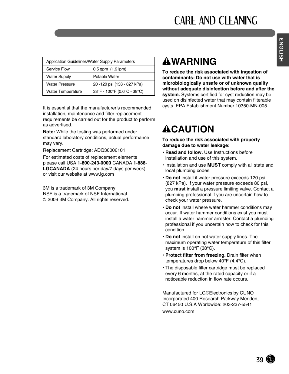 Wwarning, Wcaution | LG LFX28991ST User Manual | Page 39 / 156