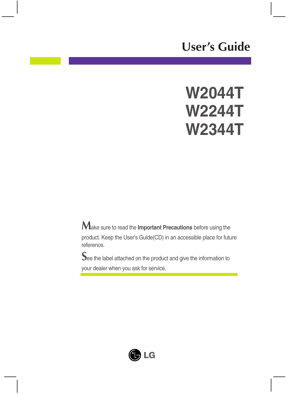 LG W2344T-PF User Manual | 28 pages