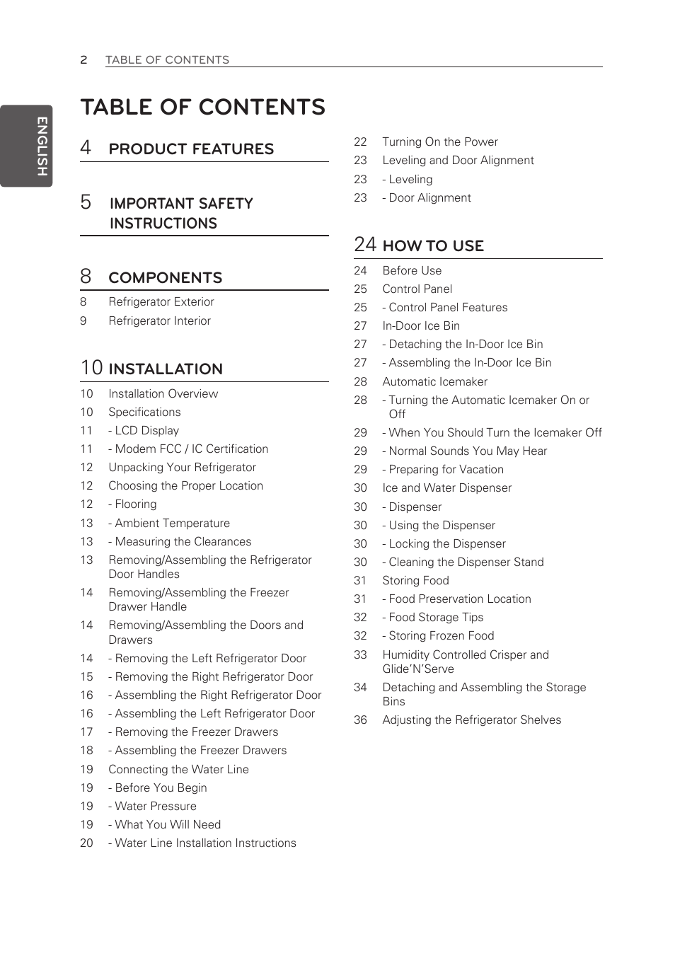 LG LFX28995ST User Manual | Page 2 / 111