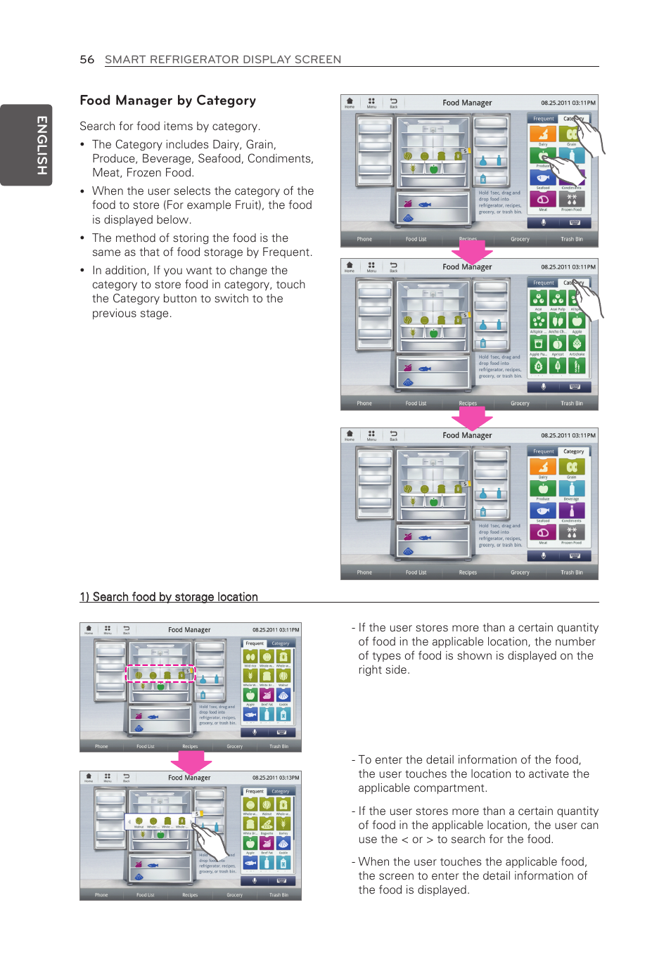 Food manager by category | LG LFX28995ST User Manual | Page 56 / 111