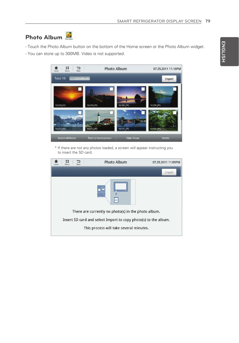 Photo album | LG LFX28995ST User Manual | Page 79 / 111