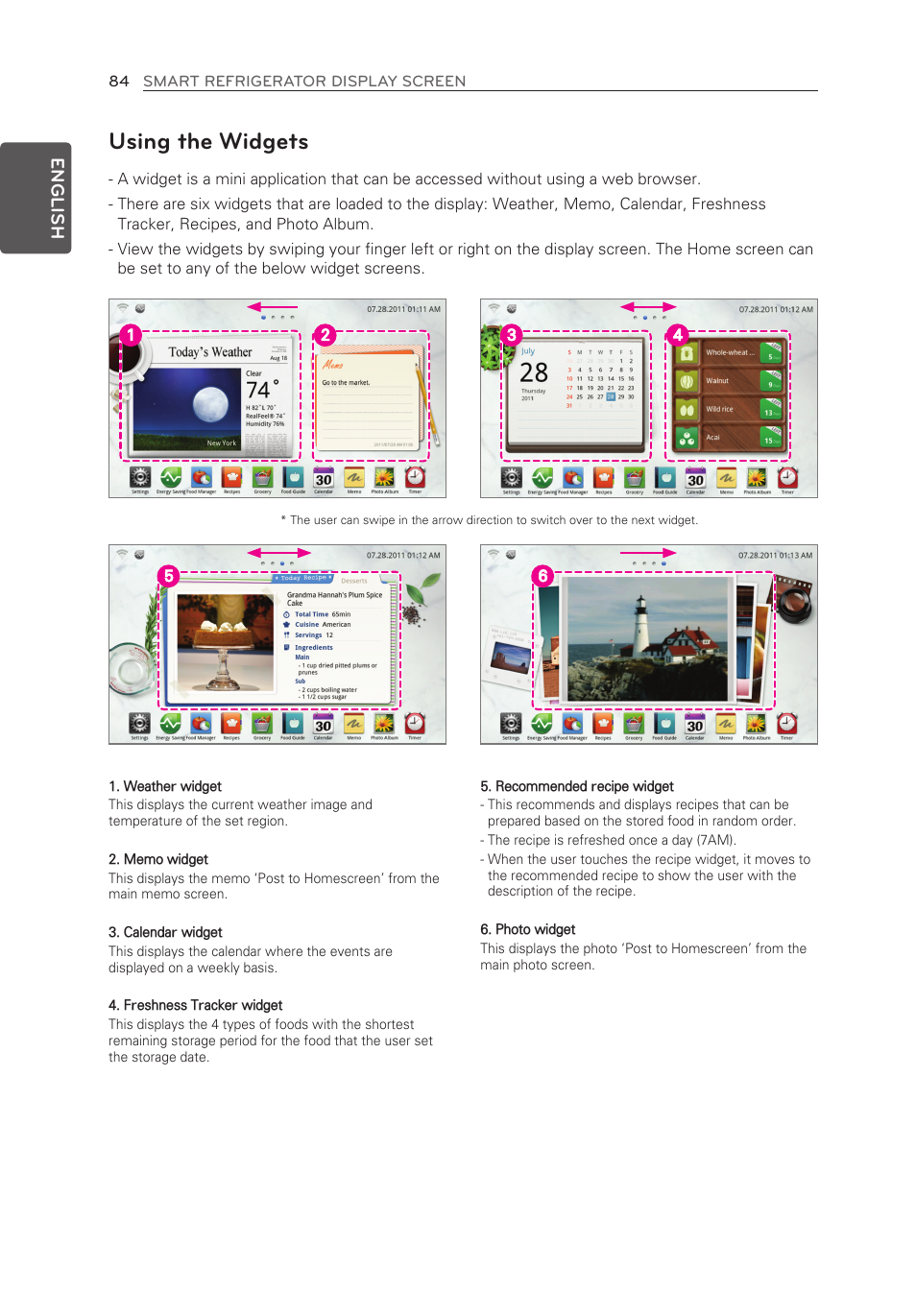 Using the widgets, English | LG LFX28995ST User Manual | Page 84 / 111