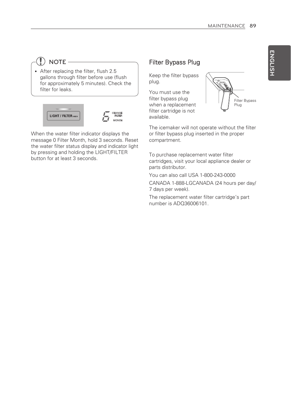 Filter bypass plug | LG LFX28995ST User Manual | Page 89 / 111