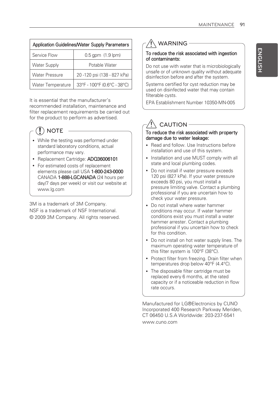 Caution, Warning | LG LFX28995ST User Manual | Page 91 / 111