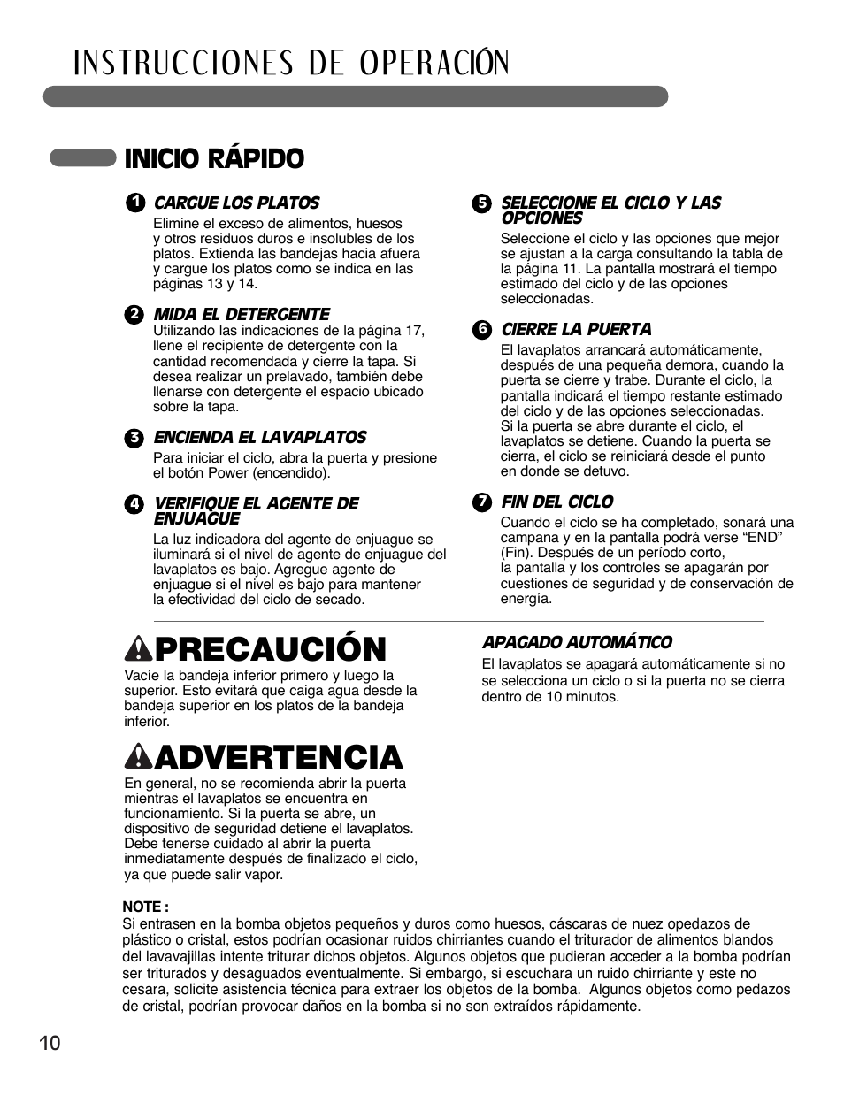 Precaución, Advertencia, Inicio rápido | LG LSDF995ST User Manual | Page 36 / 80