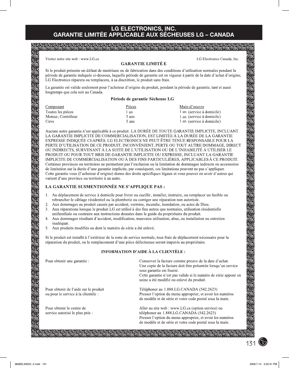 LG DLGX2502V User Manual | Page 131 / 132