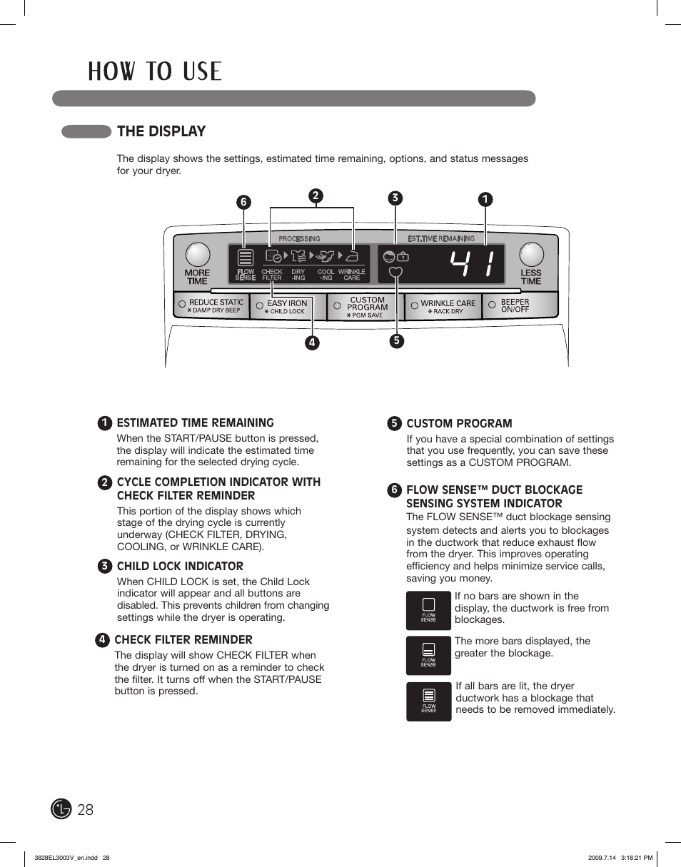 The display | LG DLGX2502V User Manual | Page 28 / 132