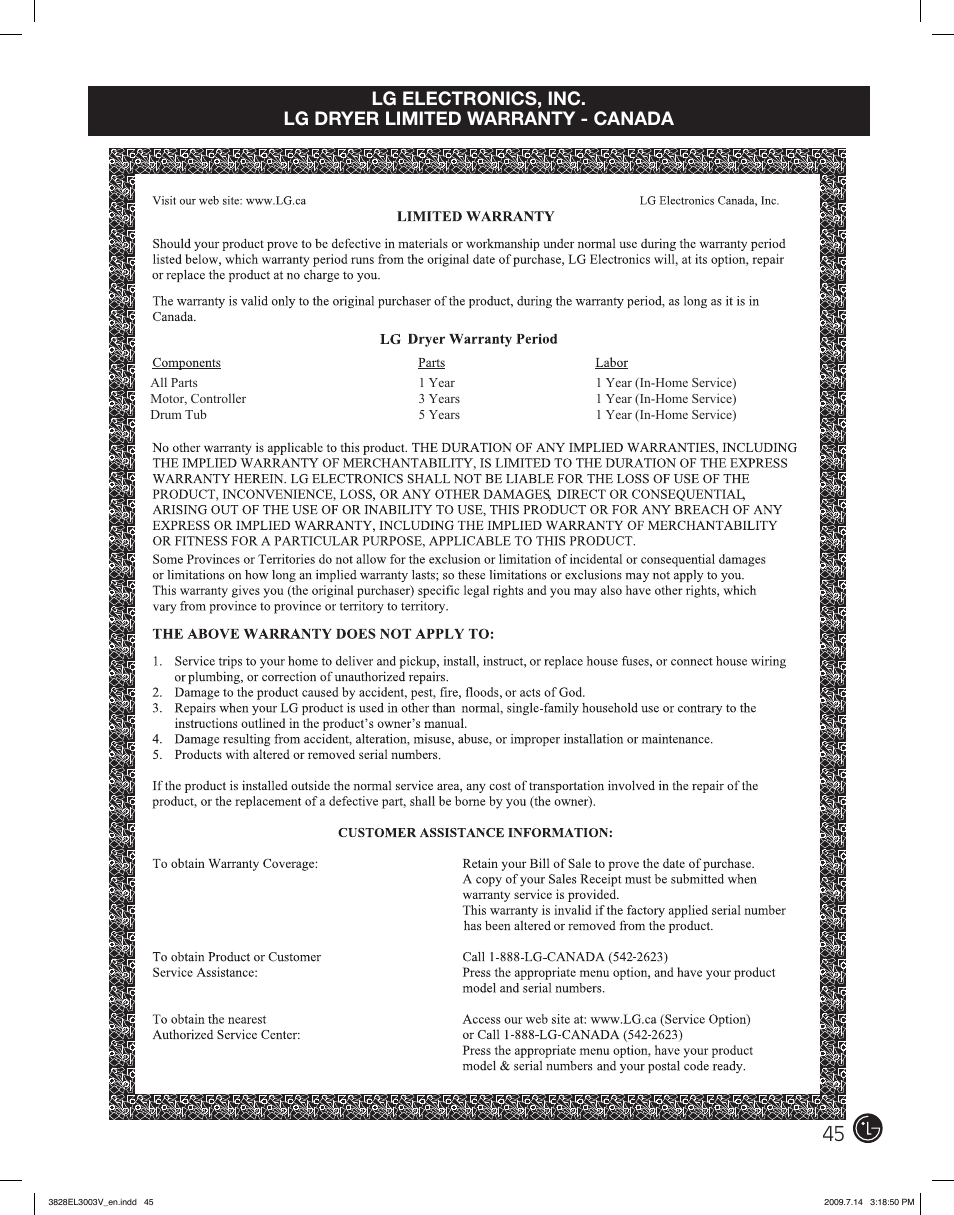 LG DLGX2502V User Manual | Page 45 / 132