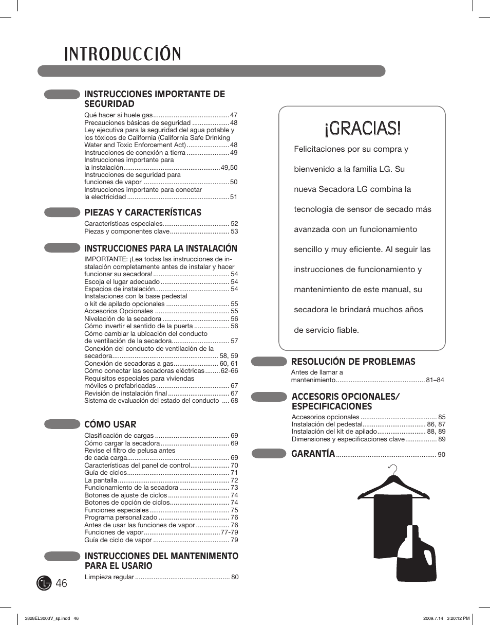 Gracias | LG DLGX2502V User Manual | Page 46 / 132