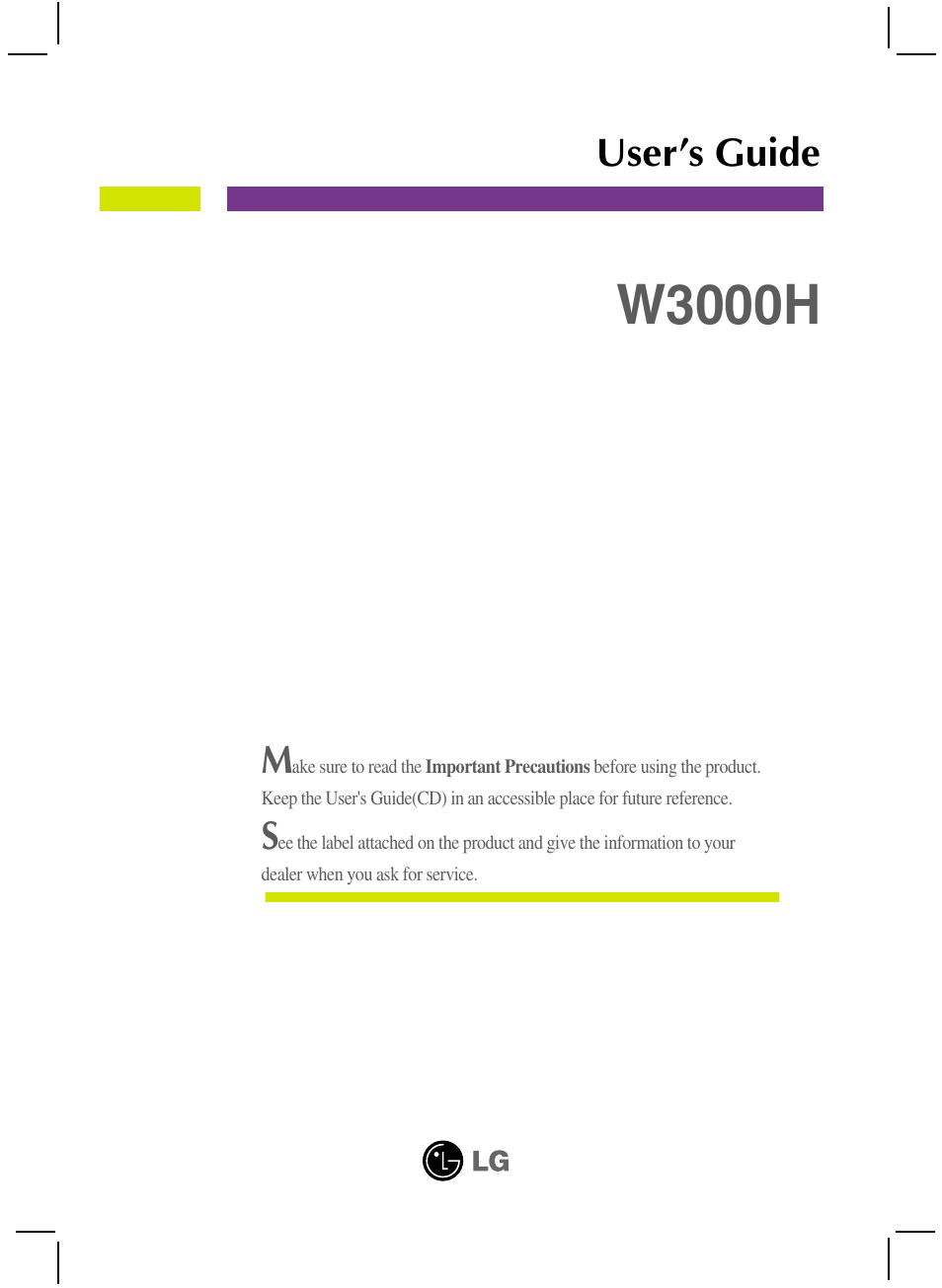 LG W3000H User Manual | 17 pages