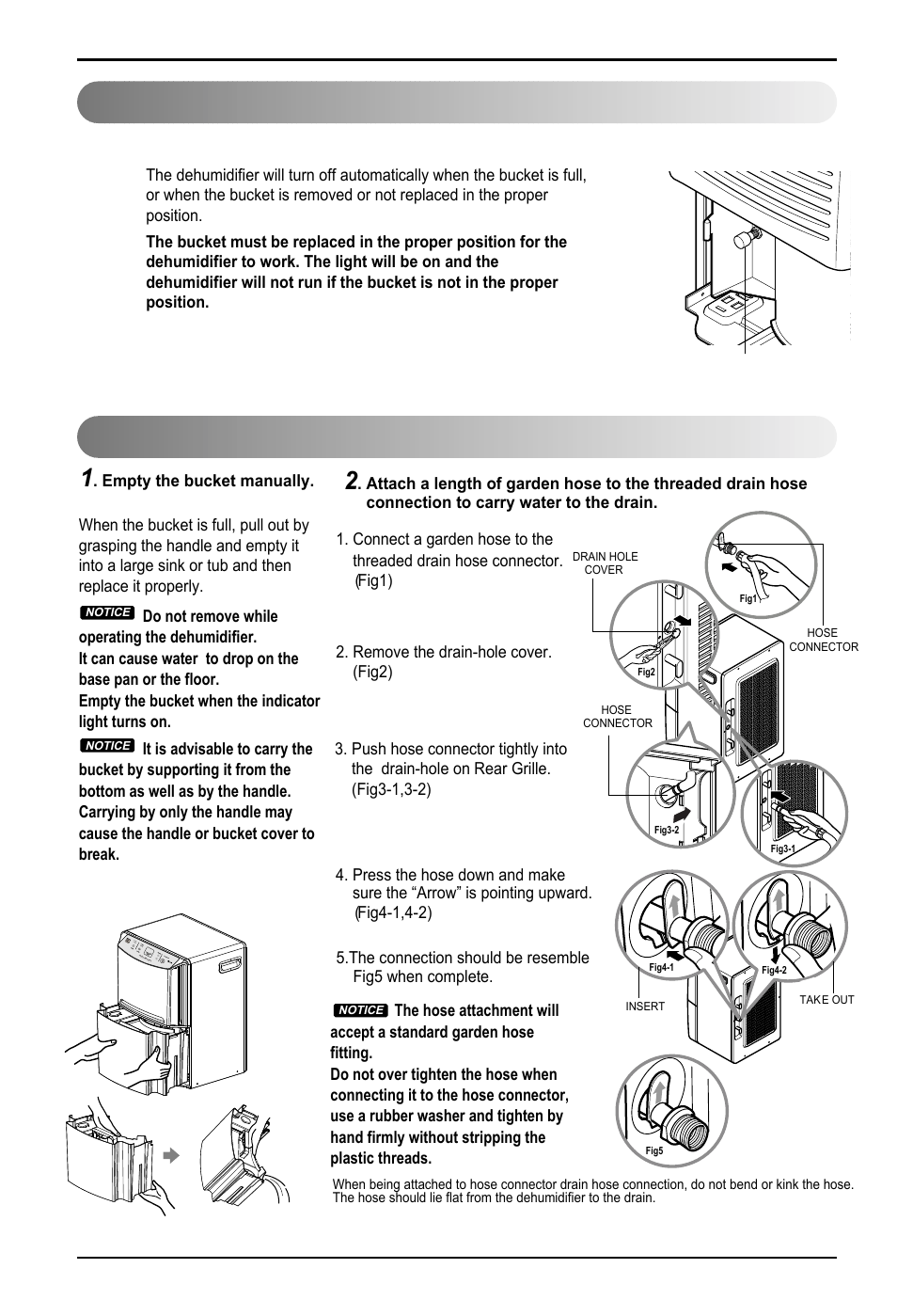 Automatic shut off disposing of collected water, 12 dehumidifier operating instructions | LG LD650EAL User Manual | Page 12 / 32