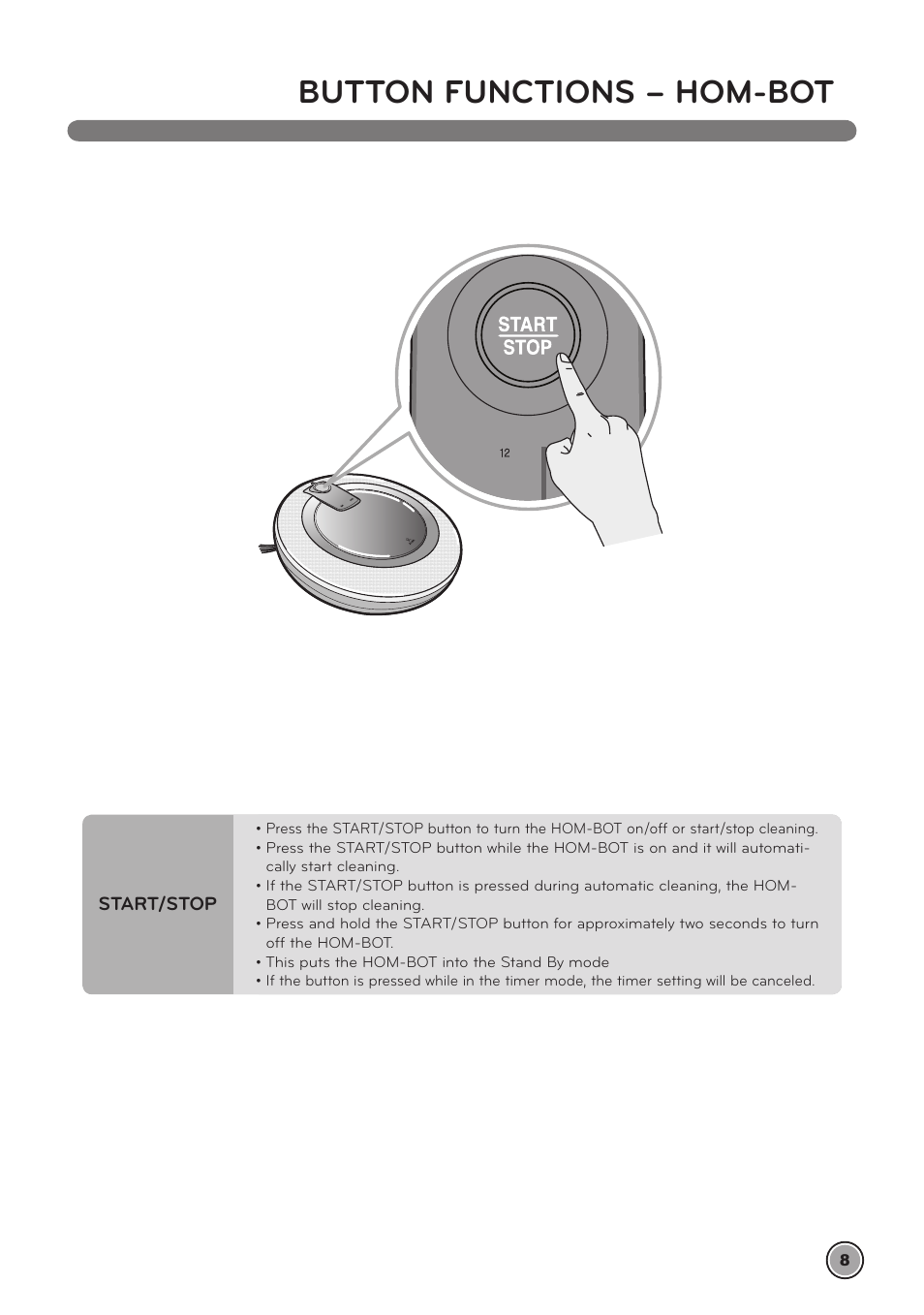 Button functions – hom-bot | LG LrV590S User Manual | Page 12 / 36