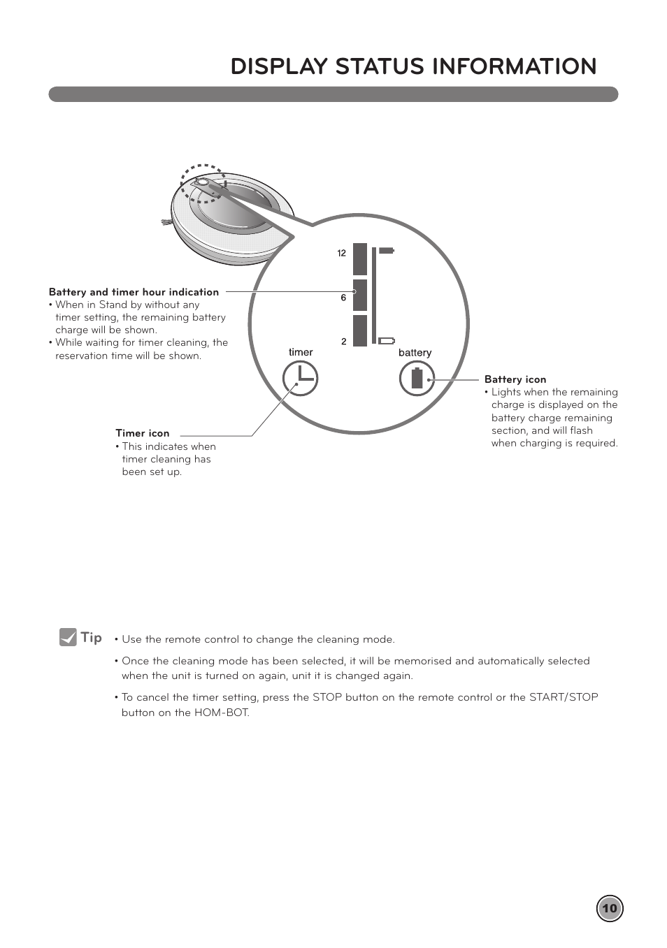 Display status information | LG LrV590S User Manual | Page 14 / 36