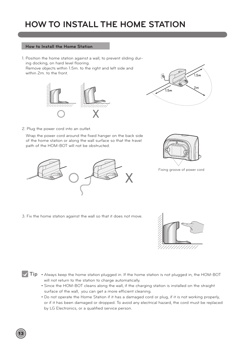 How to install the home station | LG LrV590S User Manual | Page 17 / 36
