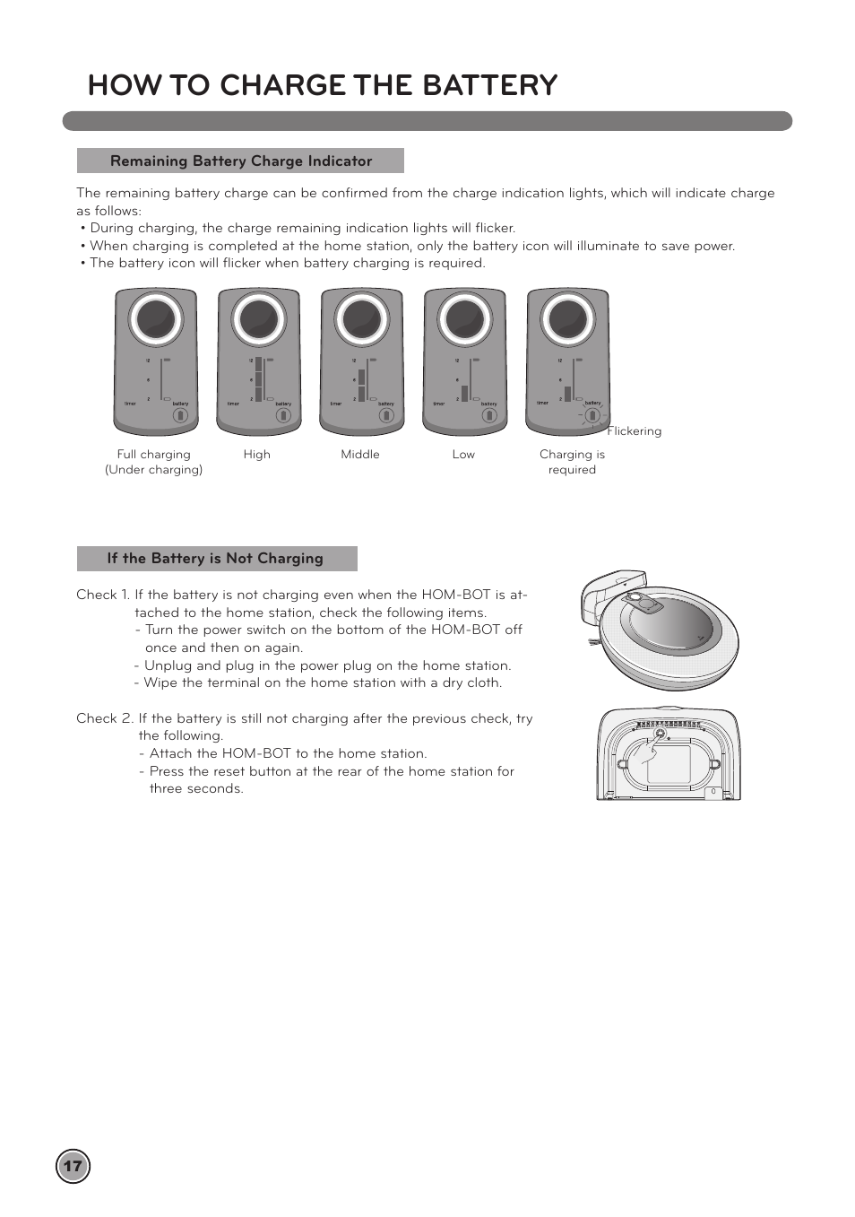 How to charge the battery | LG LrV590S User Manual | Page 21 / 36
