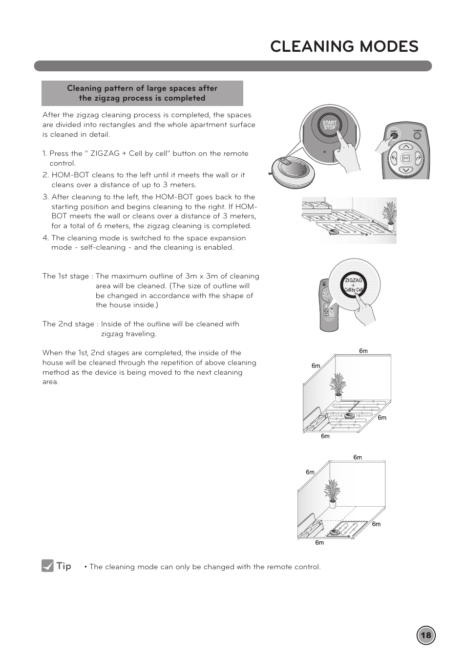 Cleaning modes | LG LrV590S User Manual | Page 22 / 36