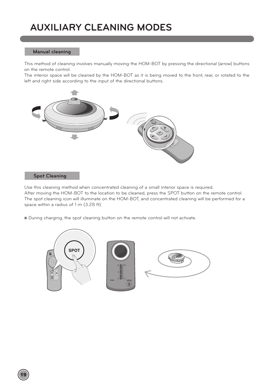 Auxiliary cleaning modes | LG LrV590S User Manual | Page 23 / 36