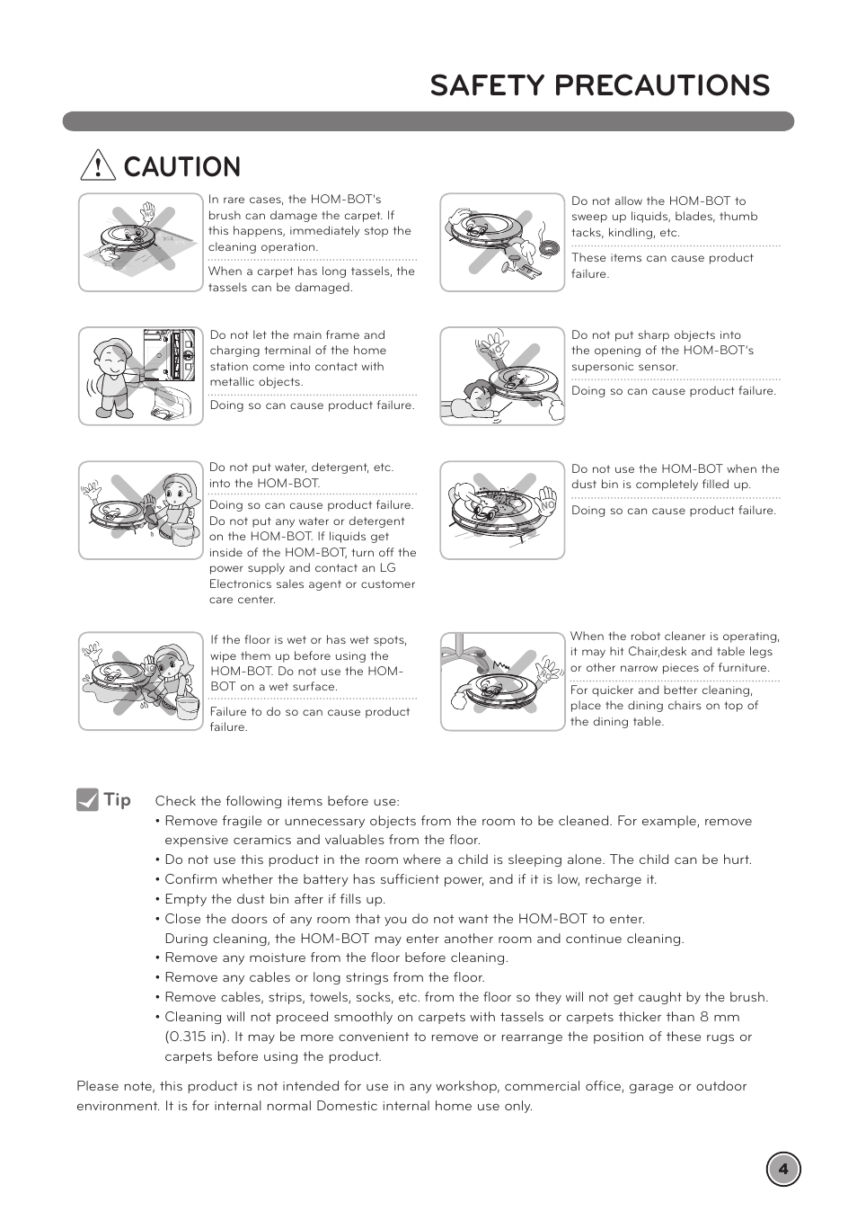 Safety precautions, Caution | LG LrV590S User Manual | Page 8 / 36