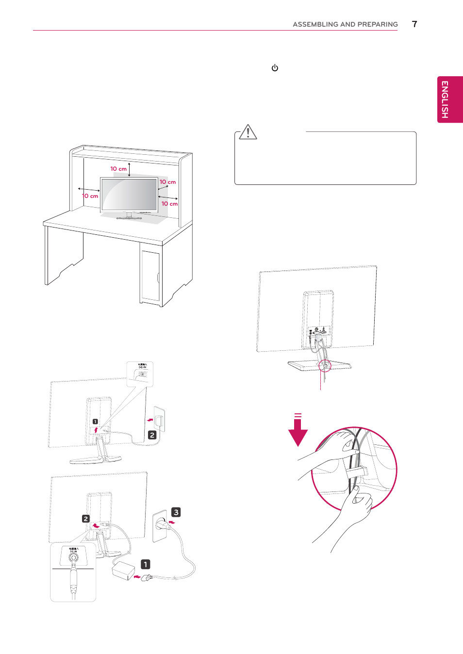 Mounting on a table, Using the cable holder | LG 27EA53V-P User Manual | Page 7 / 31