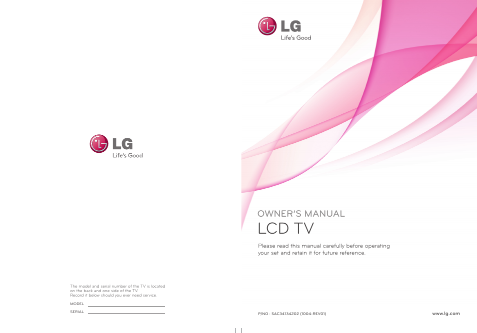 Lcd tv, Owner’s manual | LG 32LD350 User Manual | Page 134 / 134