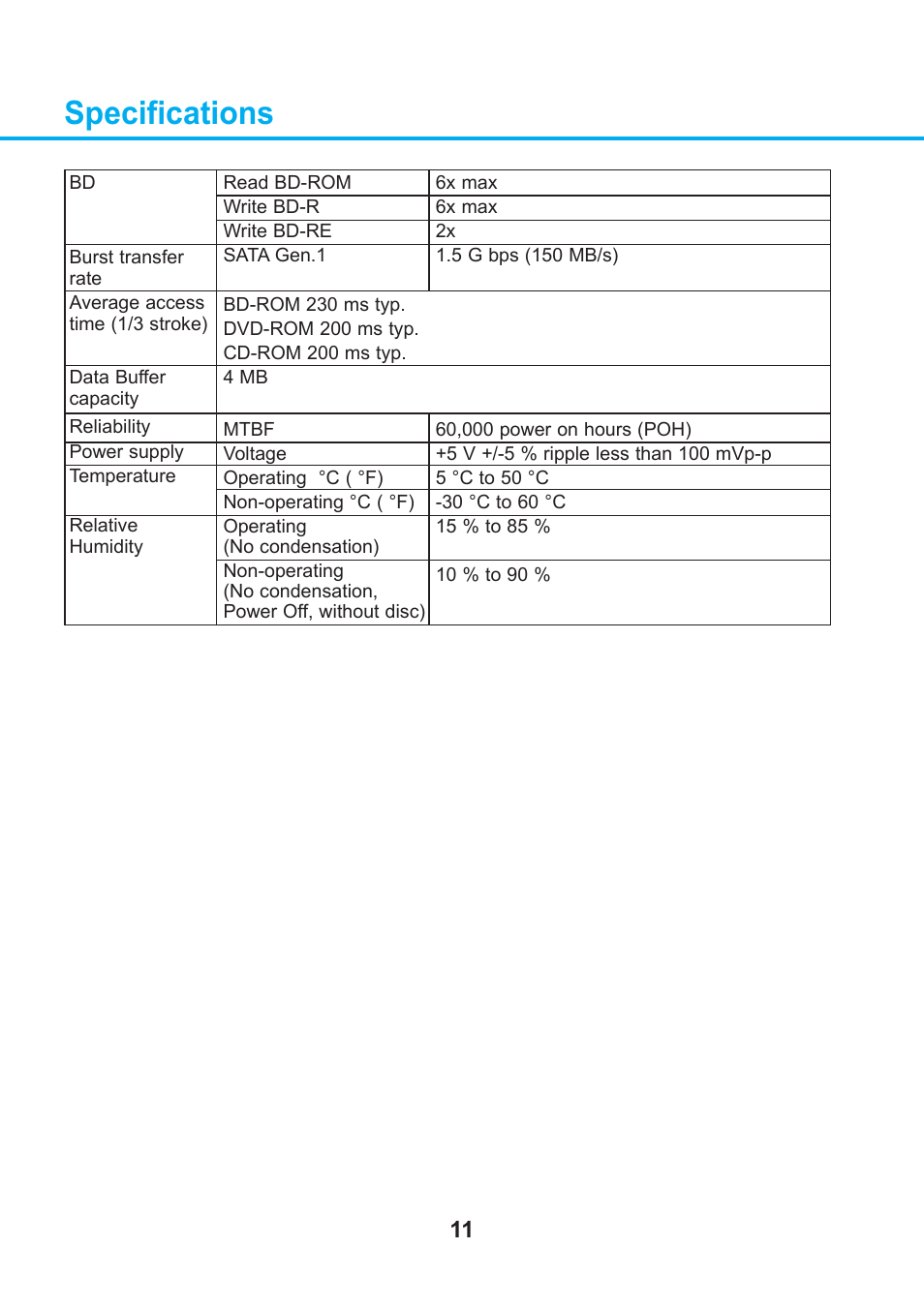 Specifications | LG BT30N User Manual | Page 12 / 13