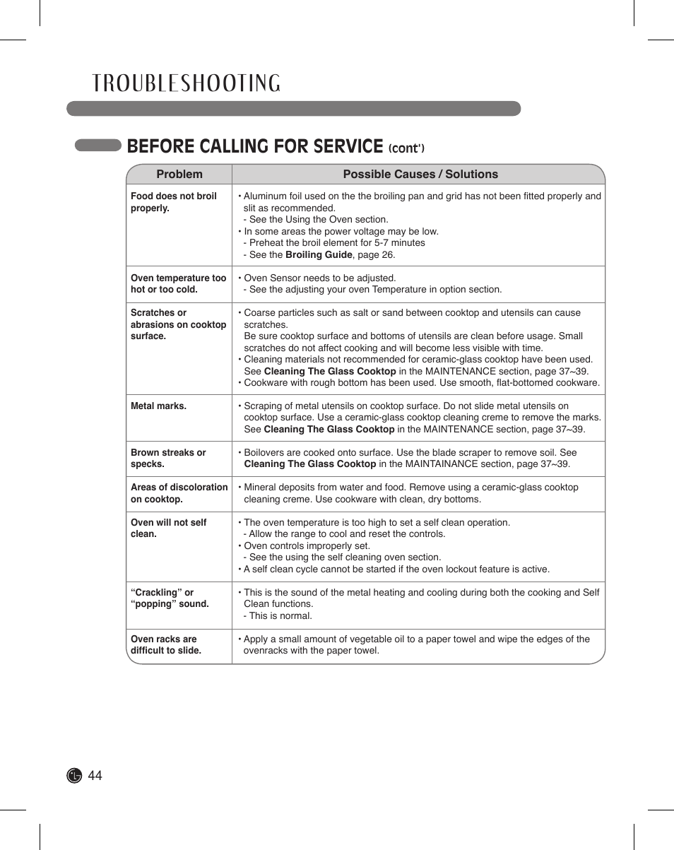 Before calling for service | LG LDE3015SB User Manual | Page 44 / 47