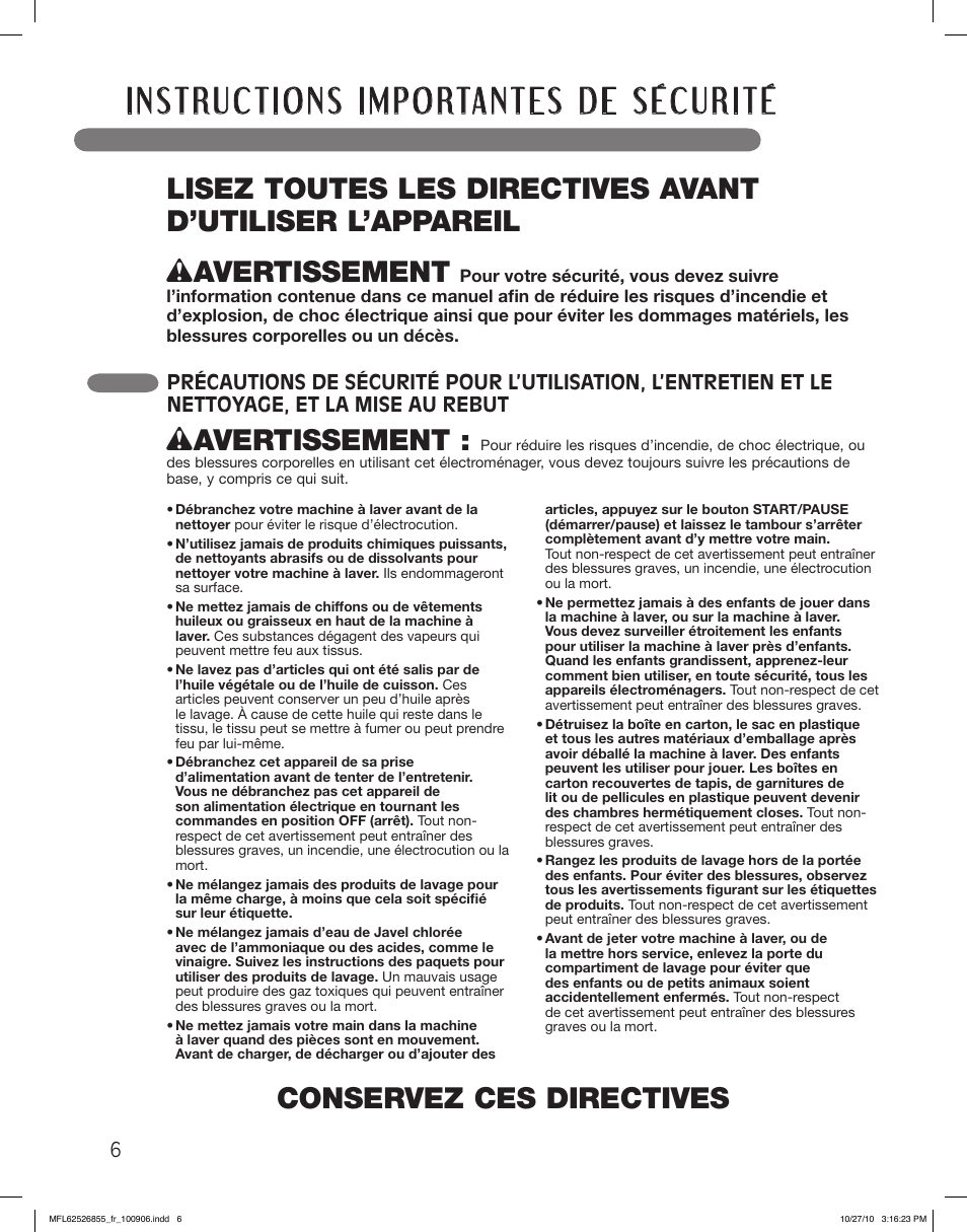 Wavertissement | LG WM3360HRCA User Manual | Page 78 / 108