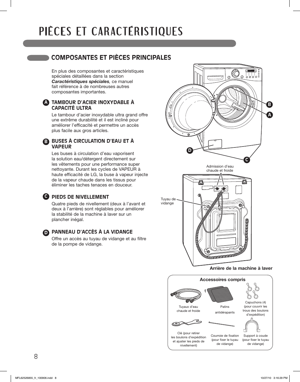 Composantes et pièces principales | LG WM3360HRCA User Manual | Page 80 / 108