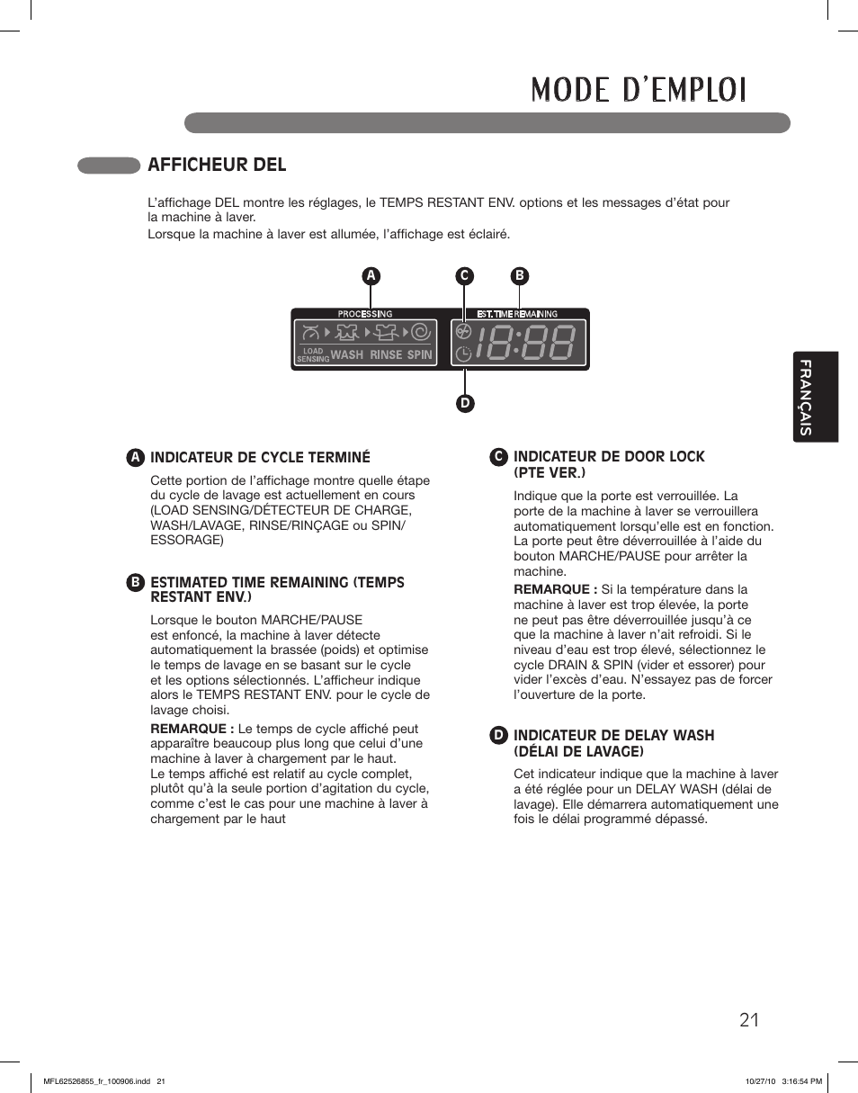 Afficheur del | LG WM3360HRCA User Manual | Page 93 / 108