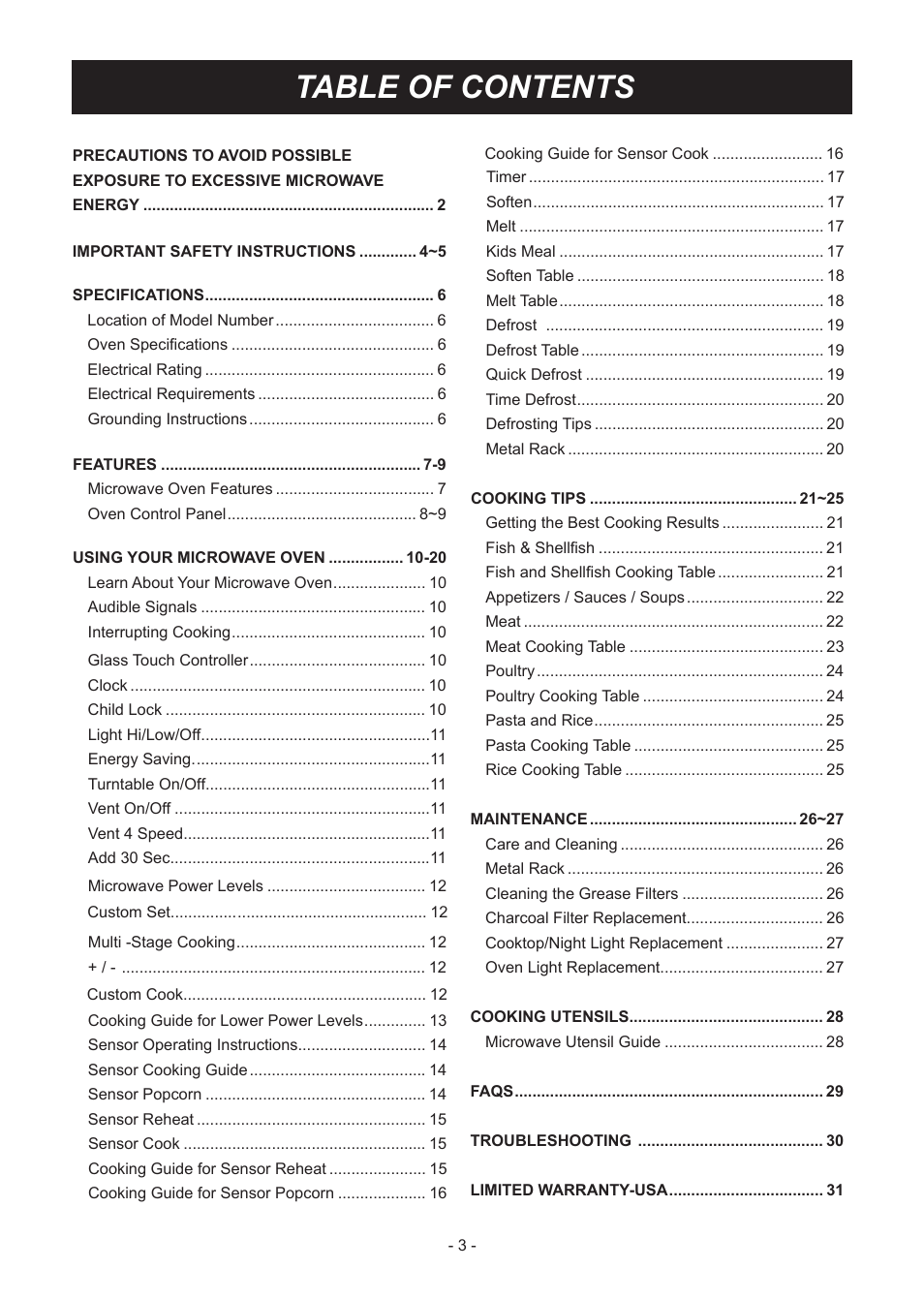 LG LMV2031SB User Manual | Page 3 / 32