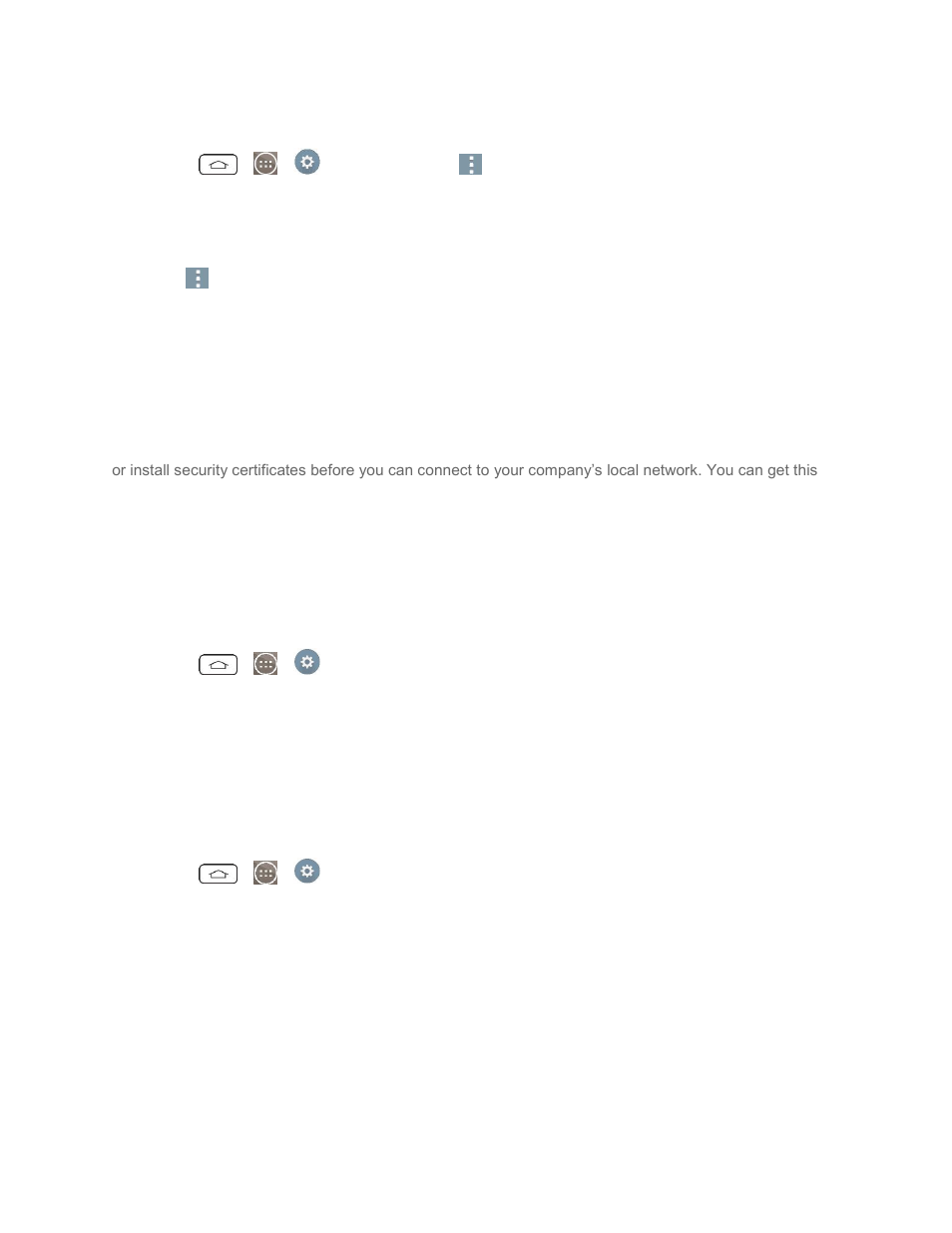 Virtual private networks (vpn), Prepare your phone for vpn connection, Set up secure credential storage | Add a vpn connection | LG LGLS990 User Manual | Page 113 / 195