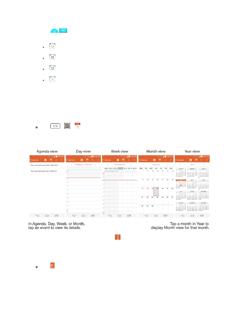 Calendar, Change calendar view | LG LGLS990 User Manual | Page 134 / 195