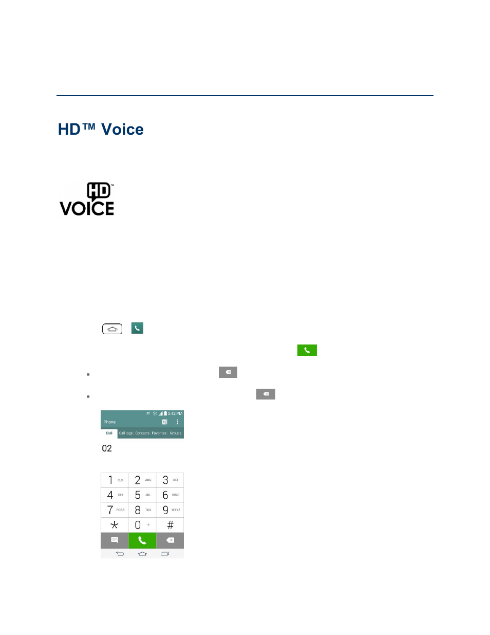 Phone calls, Hd™ voice, Make phone calls | Call using the phone dialer | LG LGLS990 User Manual | Page 54 / 195