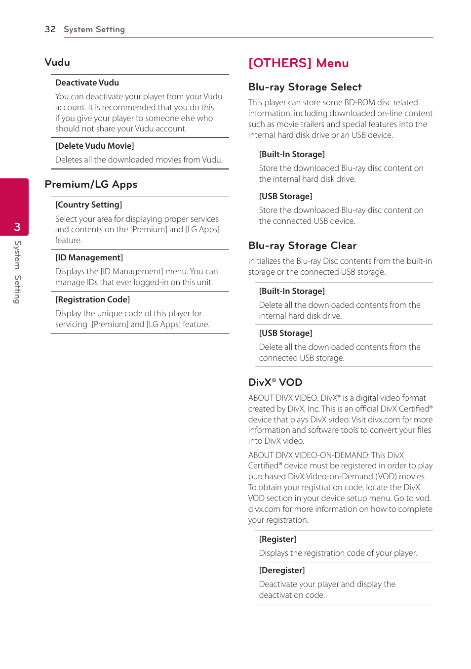 Others] menu, 32 – [others] menu | LG BD690 User Manual | Page 32 / 76