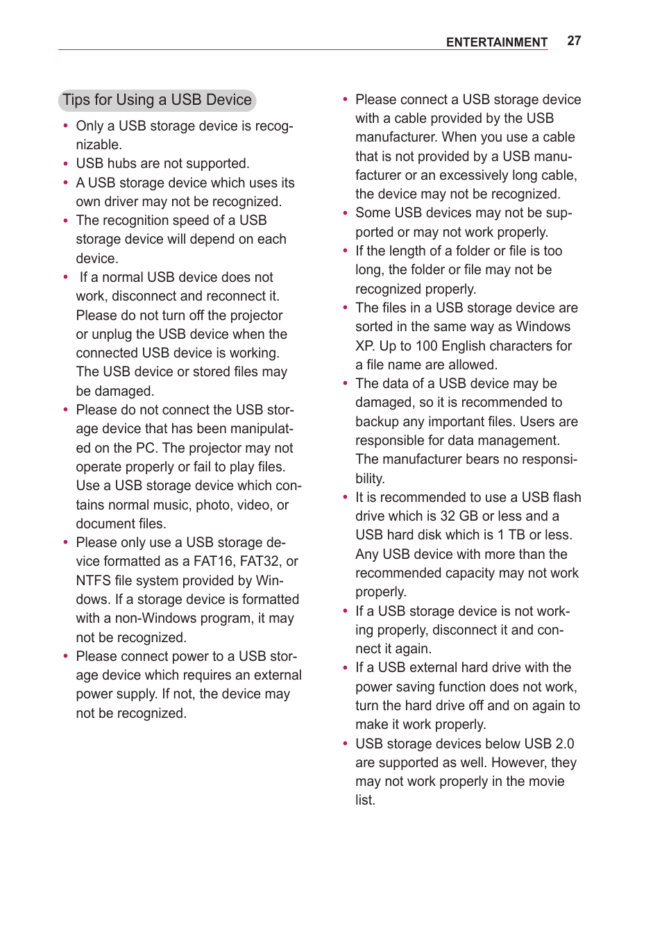 LG BG630 User Manual | Page 27 / 69