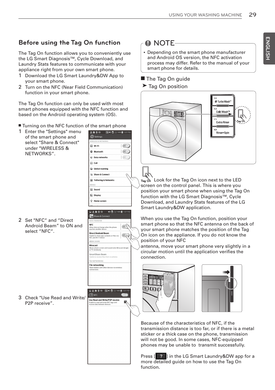 Before using the tag on function | LG WM3570HVA User Manual | Page 29 / 96