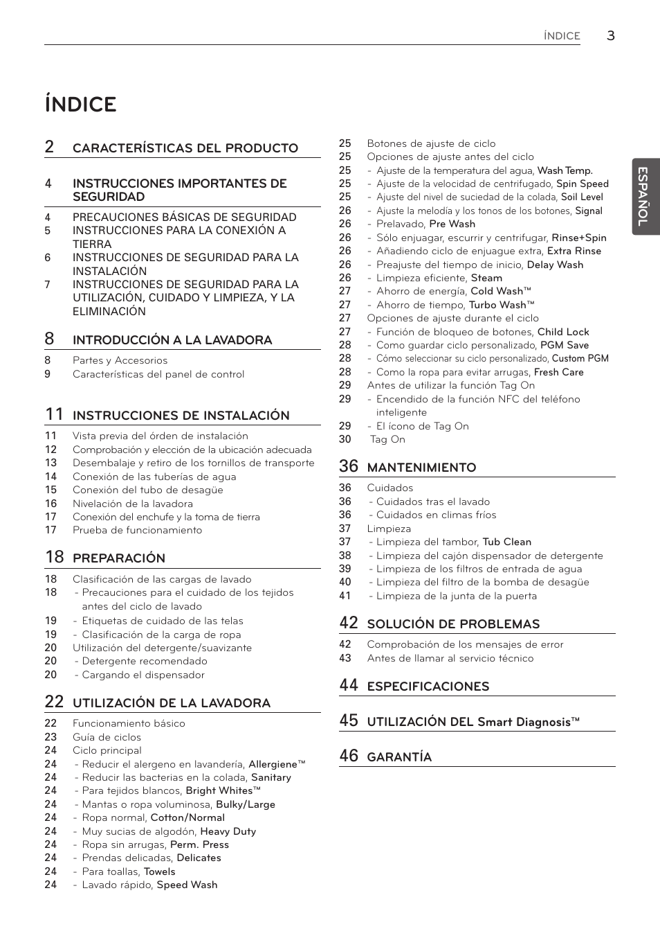Índice | LG WM3570HVA User Manual | Page 51 / 96